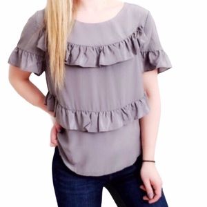 Anthropologie Silk Blouse HD in Paris Gray Small